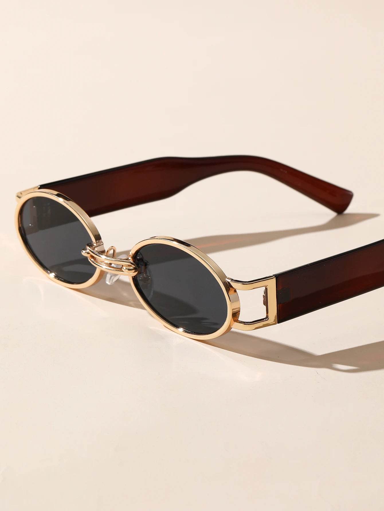 Gold Oval Retro Sunglasses - Montero Milan