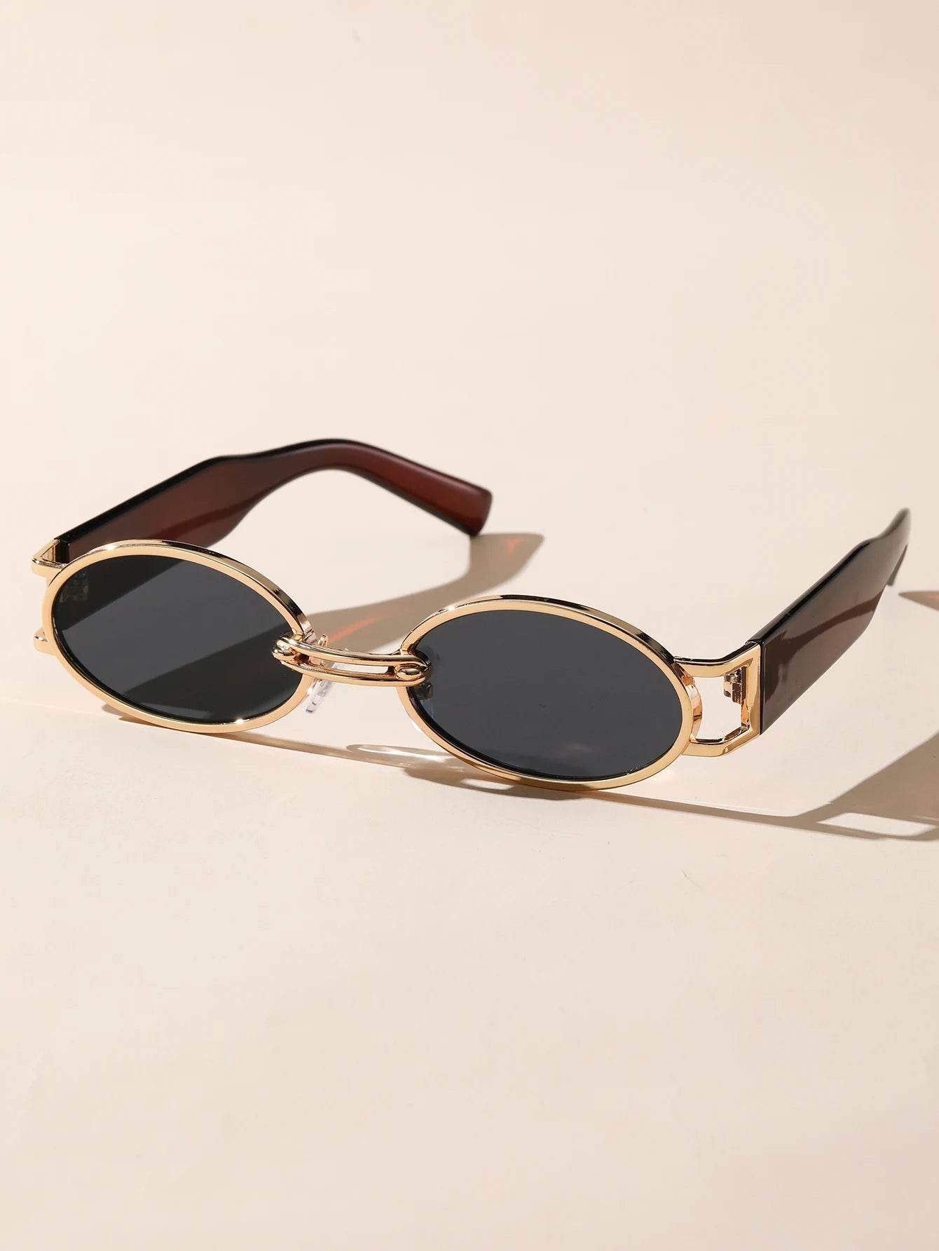 Gold Oval Retro Sunglasses - Montero Milan