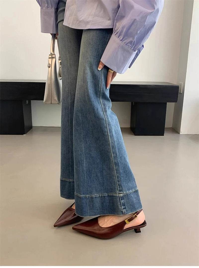 Summer Pointed Toe Women Sandals Fashion Singbacks Mules Shoes Ladies Elegant Low Heel Stripper Party Sandalias - Montero Milan