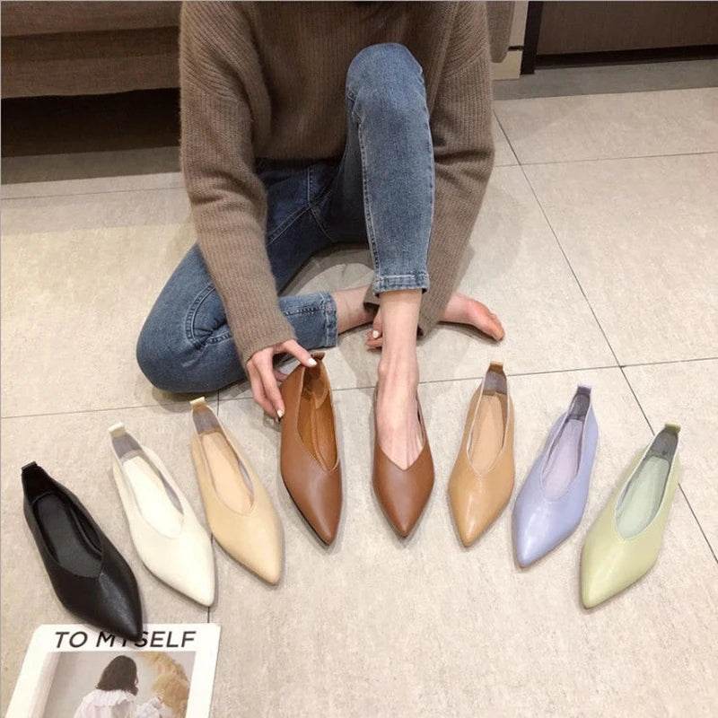 AIYUQI Female Shoes Large Size 2025 Pointedtoe Genuine Leather Flat Shoes Women Shallow Mouth Comfortable Women's Boat Shoes - Montero Milan
