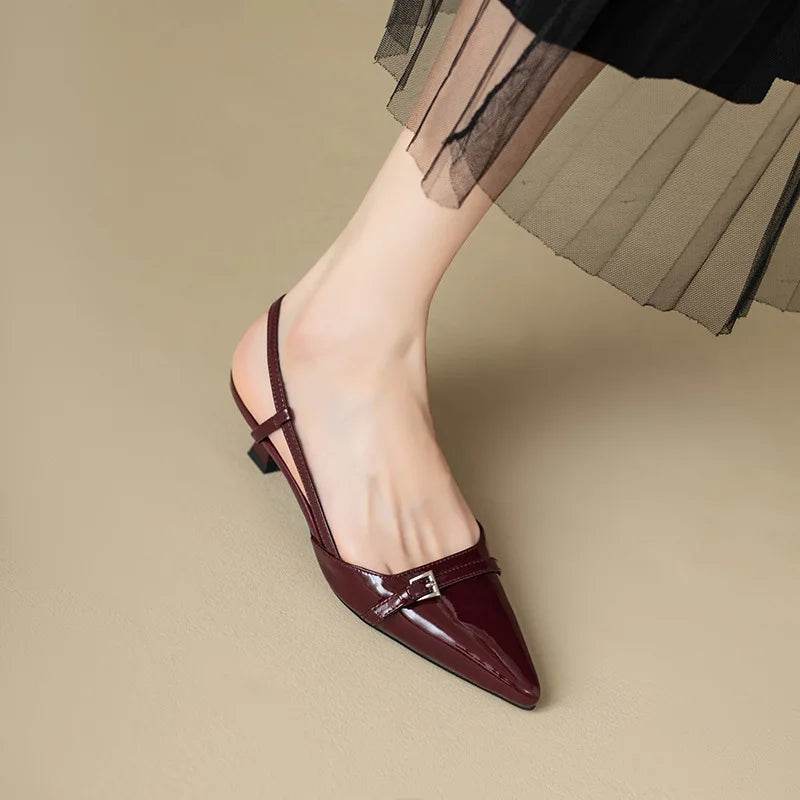 French Point-Toe Patent Slingback Heels - Montero Milan