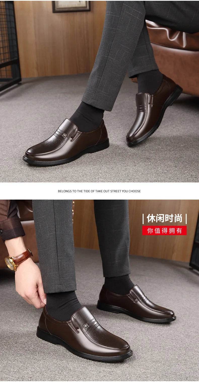 Leather Men Formal Shoes Luxury Brand 2025 Men's Loafers Dress Moccasins Breathable Slip on Black Driving Shoes Plus Size 38-46 - Montero Milan