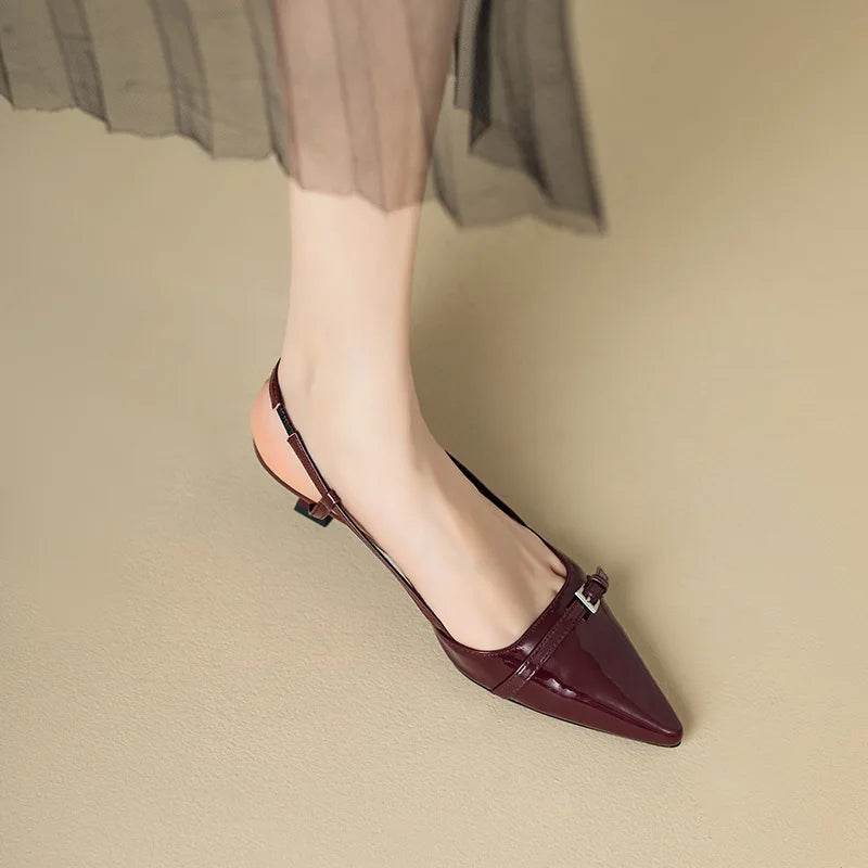 French Point-Toe Patent Slingback Heels - Montero Milan