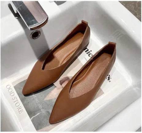 AIYUQI Female Shoes Large Size 2025 Pointedtoe Genuine Leather Flat Shoes Women Shallow Mouth Comfortable Women's Boat Shoes - Montero Milan