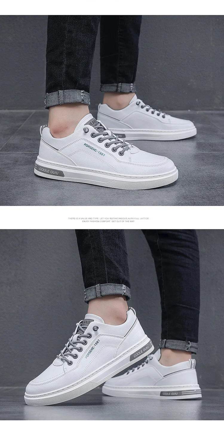 Mens Leather Shoes Fall Fashion Sneakers for Driving Walking Office, Comfortable Men Slip on Skate Flats Non Slip Youth Shoe - Montero Milan