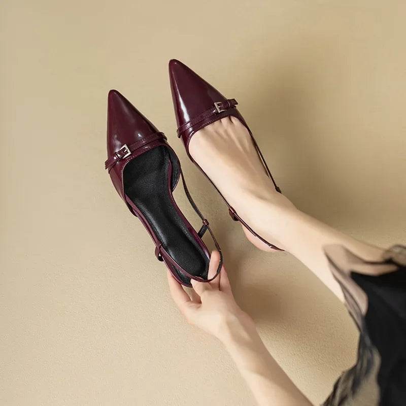 French Point-Toe Patent Slingback Heels - Montero Milan