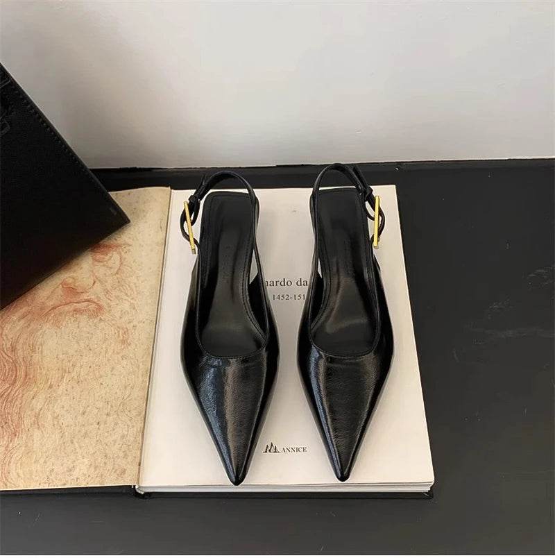 Summer Pointed Toe Women Sandals Fashion Singbacks Mules Shoes Ladies Elegant Low Heel Stripper Party Sandalias - Montero Milan