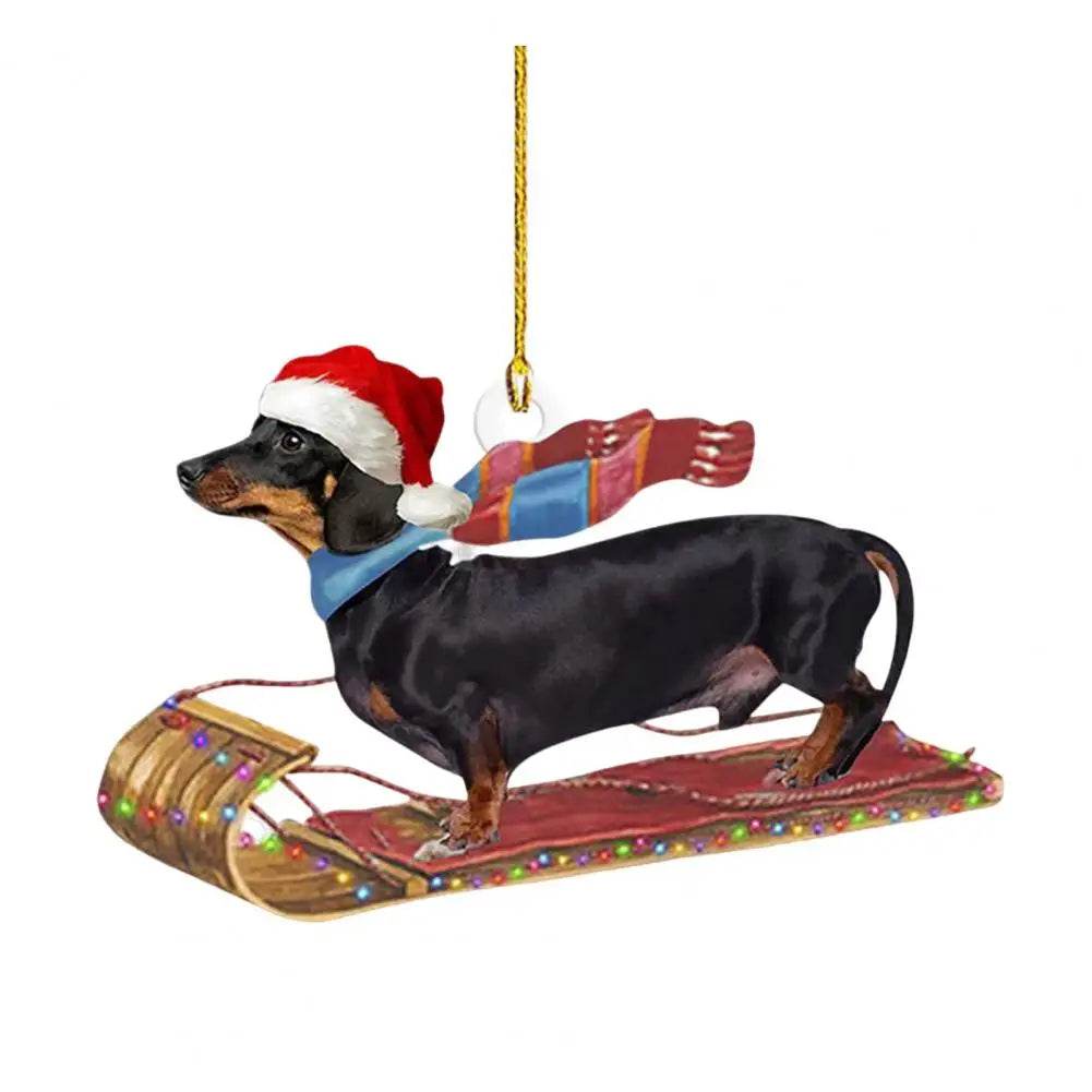 Dachshund Pendant Auto Rearview Mirror Ornament With Lanyard Realistic Shape Christmas Tree Decor Dog Hanging Pendant 개 펜던트 - Montero Milan