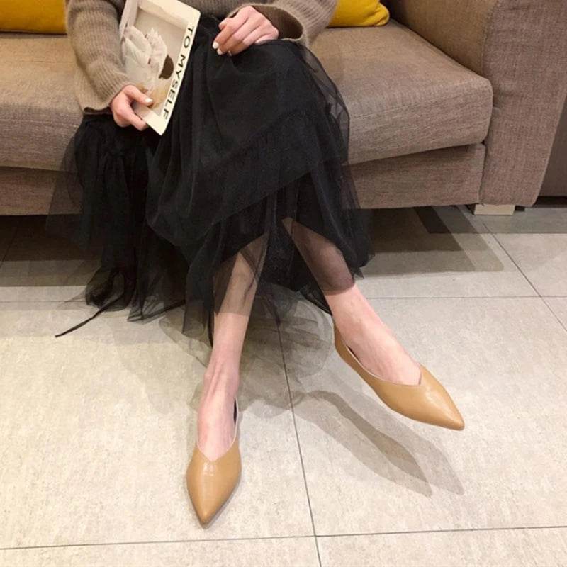AIYUQI Female Shoes Large Size 2025 Pointedtoe Genuine Leather Flat Shoes Women Shallow Mouth Comfortable Women's Boat Shoes - Montero Milan