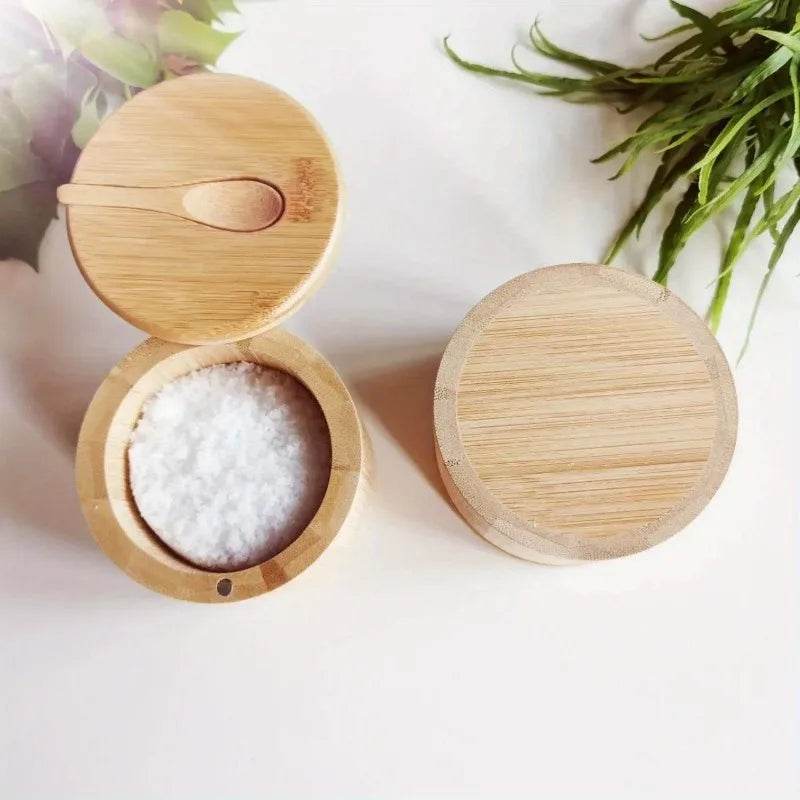 Salt Seasoning Jars Pepper Jar Bamboo Condiment Box Bowl Storage Pot Set Wood Sugar Container Holder Lid Function Multi Bowls - Montero Milan