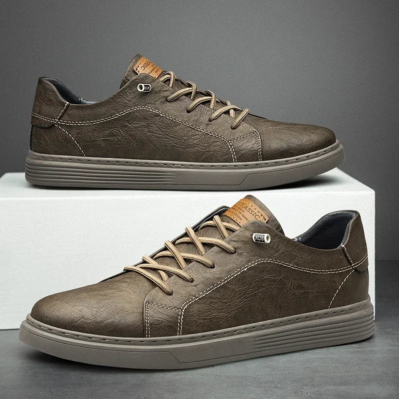 Genuine Leather Casual Oxford Sneakers