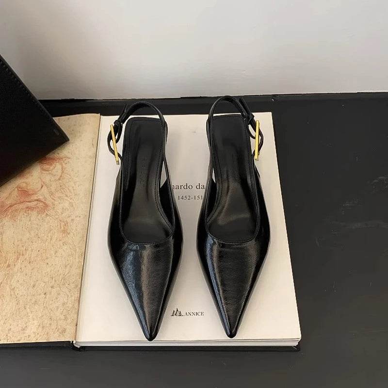 Summer Pointed Toe Women Sandals Fashion Singbacks Mules Shoes Ladies Elegant Low Heel Stripper Party Sandalias - Montero Milan