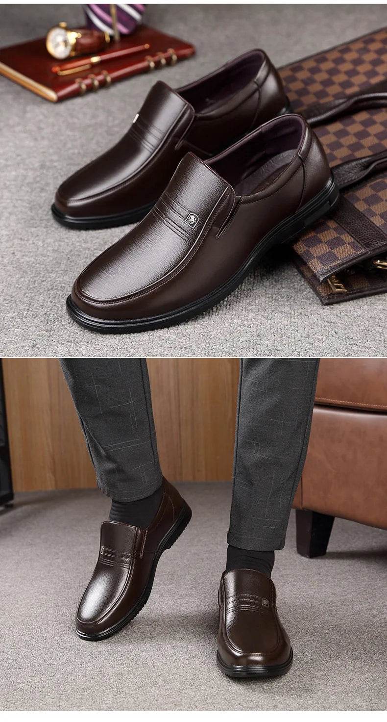 Leather Men Formal Shoes Luxury Brand 2025 Men's Loafers Dress Moccasins Breathable Slip on Black Driving Shoes Plus Size 38-46 - Montero Milan