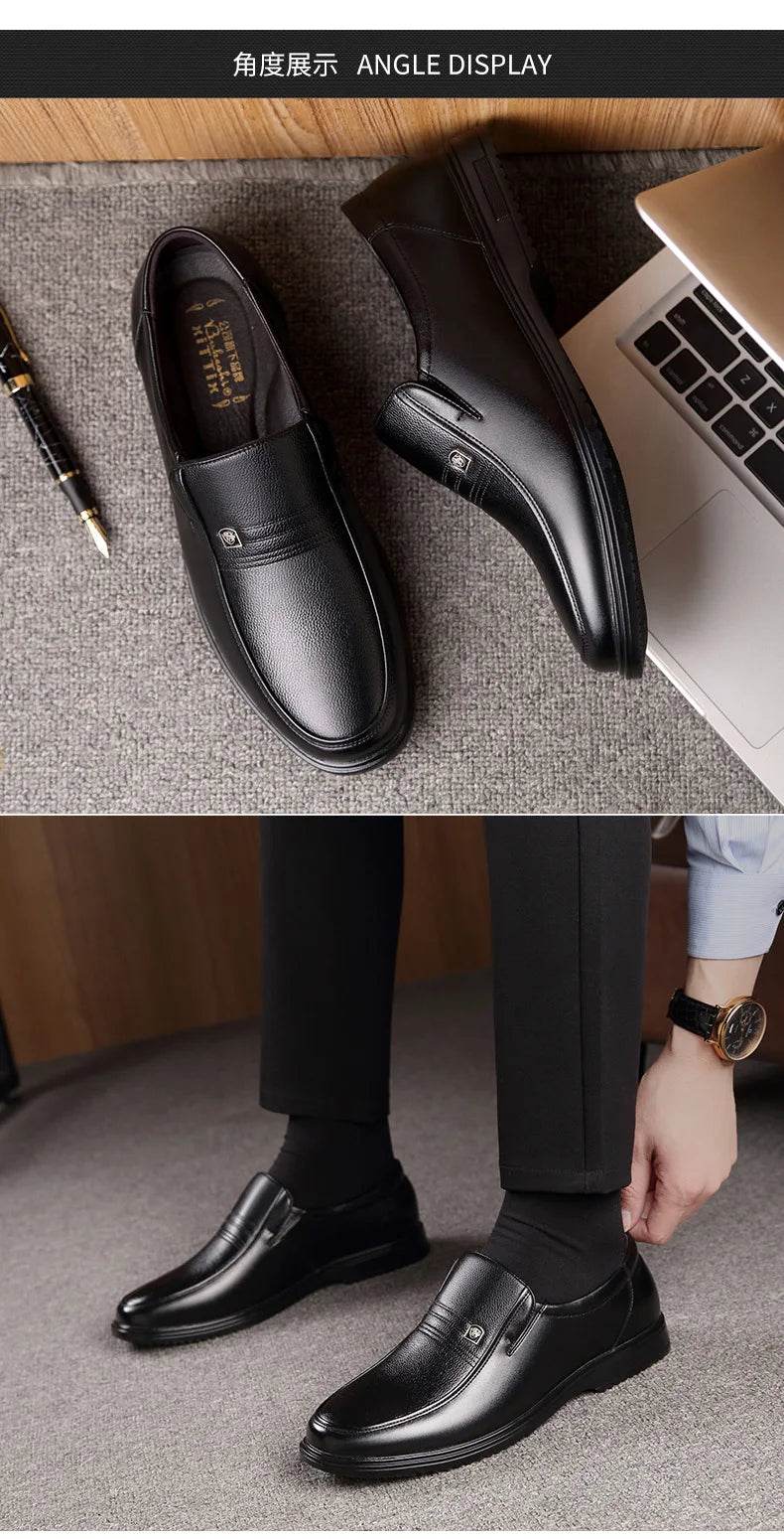 Leather Men Formal Shoes Luxury Brand 2025 Men's Loafers Dress Moccasins Breathable Slip on Black Driving Shoes Plus Size 38-46 - Montero Milan
