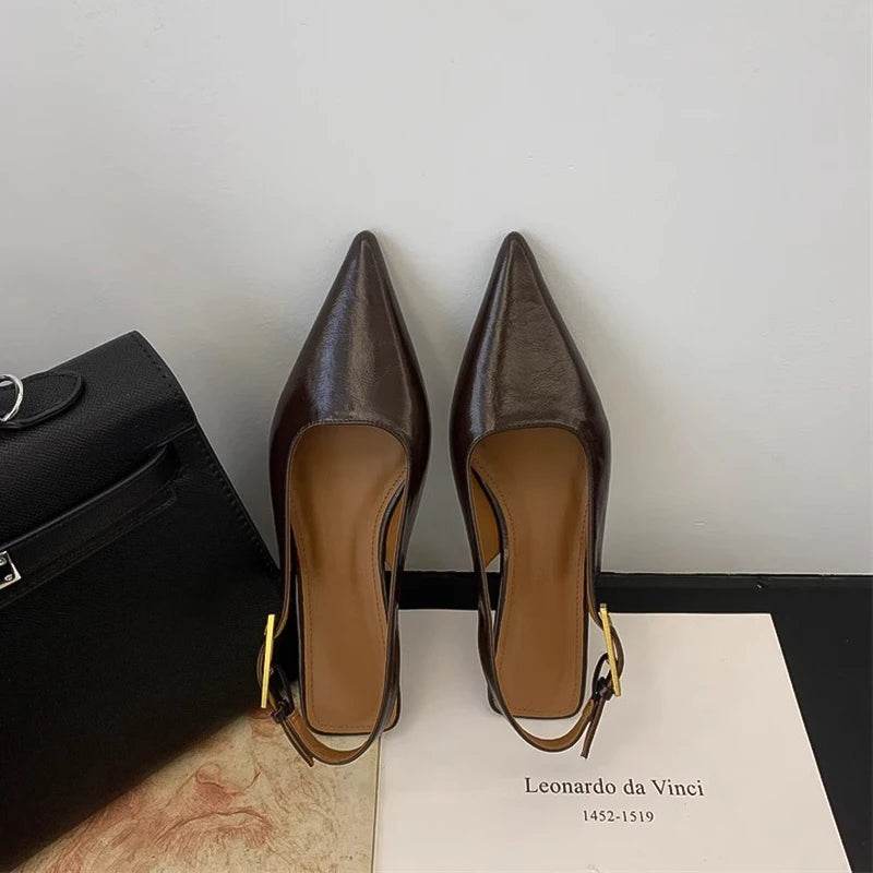 Summer Pointed Toe Women Sandals Fashion Singbacks Mules Shoes Ladies Elegant Low Heel Stripper Party Sandalias - Montero Milan