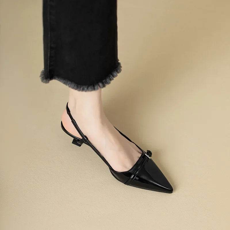French Point-Toe Patent Slingback Heels - Montero Milan