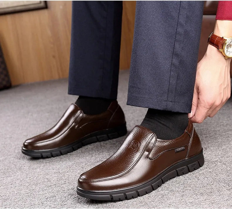 Genuine Leather Casual Shoes For Men Flat Platform Walking Shoes Outdoor Footwear Loafers Breathable Sneakers Handmade Shoes