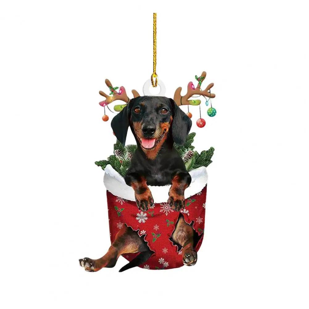 Dachshund Pendant Auto Rearview Mirror Ornament With Lanyard Realistic Shape Christmas Tree Decor Dog Hanging Pendant 개 펜던트 - Montero Milan