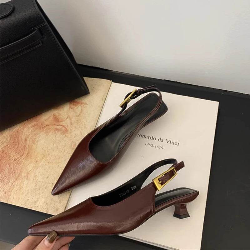 Summer Pointed Toe Women Sandals Fashion Singbacks Mules Shoes Ladies Elegant Low Heel Stripper Party Sandalias - Montero Milan