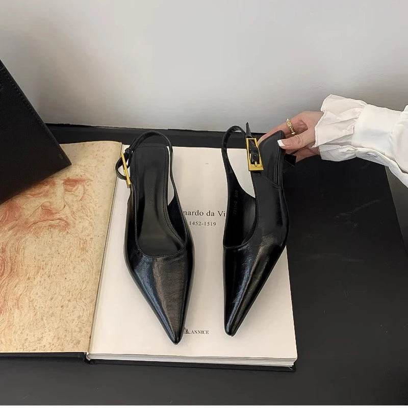 Summer Pointed Toe Women Sandals Fashion Singbacks Mules Shoes Ladies Elegant Low Heel Stripper Party Sandalias - Montero Milan