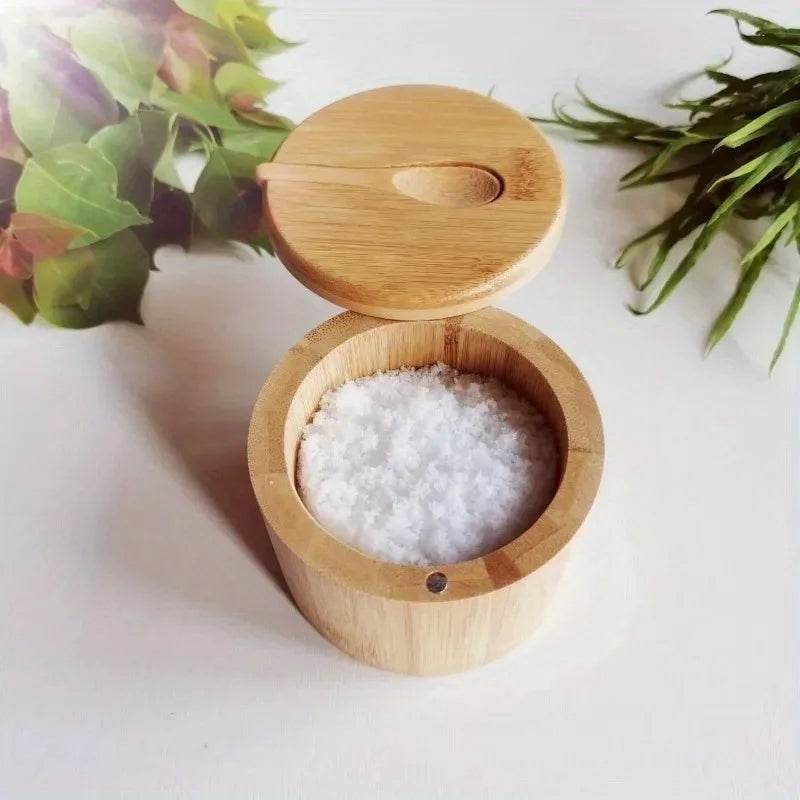 Salt Seasoning Jars Pepper Jar Bamboo Condiment Box Bowl Storage Pot Set Wood Sugar Container Holder Lid Function Multi Bowls - Montero Milan