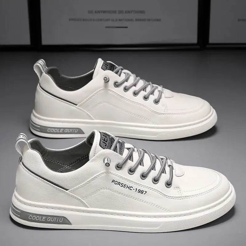 Mens Leather Shoes Fall Fashion Sneakers for Driving Walking Office, Comfortable Men Slip on Skate Flats Non Slip Youth Shoe - Montero Milan