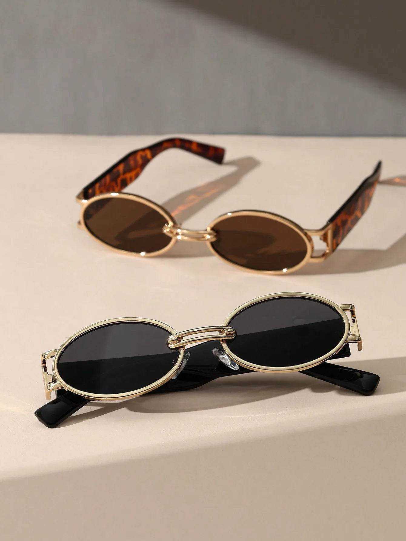 Gold Oval Retro Sunglasses - Montero Milan