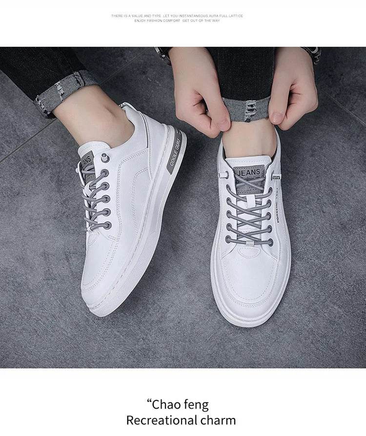 Mens Leather Shoes Fall Fashion Sneakers for Driving Walking Office, Comfortable Men Slip on Skate Flats Non Slip Youth Shoe - Montero Milan