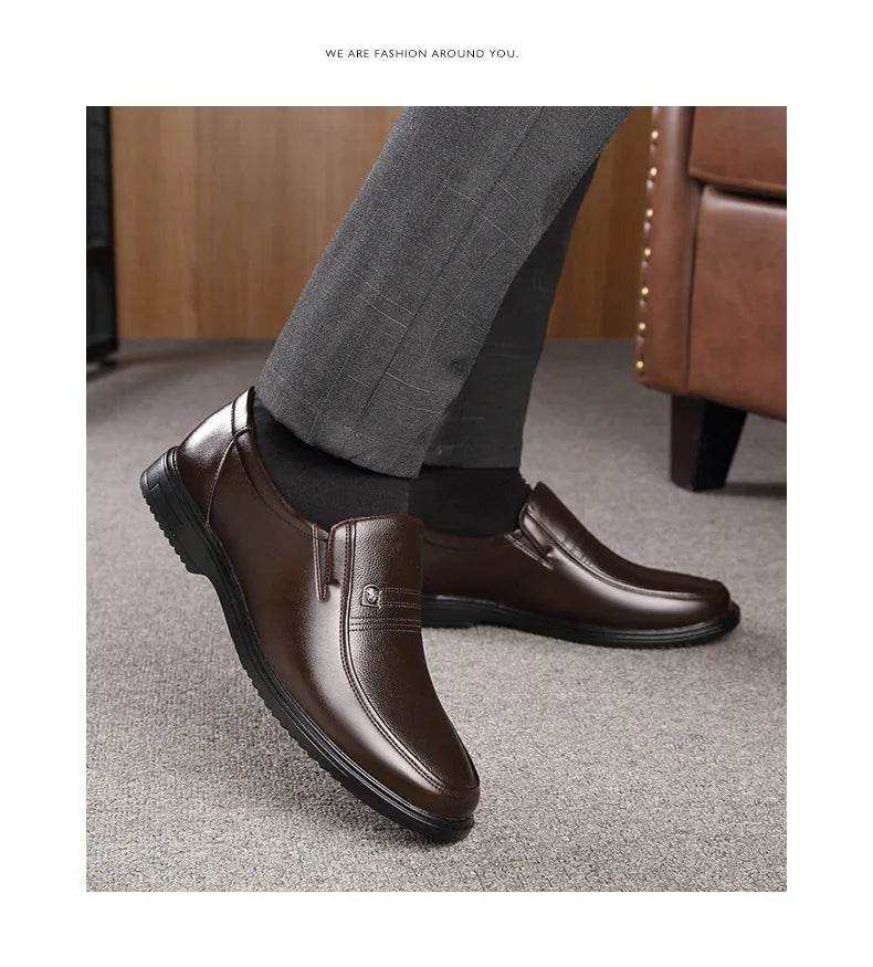 Leather Men Formal Shoes Luxury Brand 2025 Men's Loafers Dress Moccasins Breathable Slip on Black Driving Shoes Plus Size 38-46 - Montero Milan