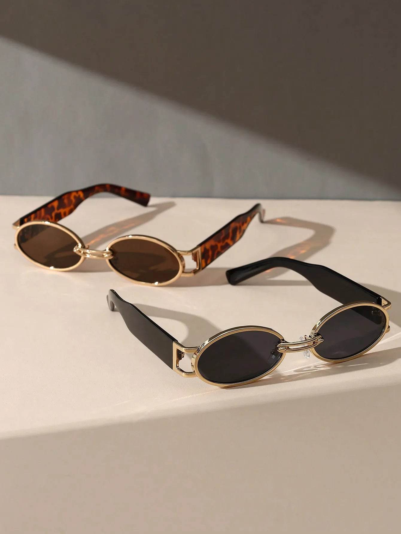 Gold Oval Retro Sunglasses - Montero Milan