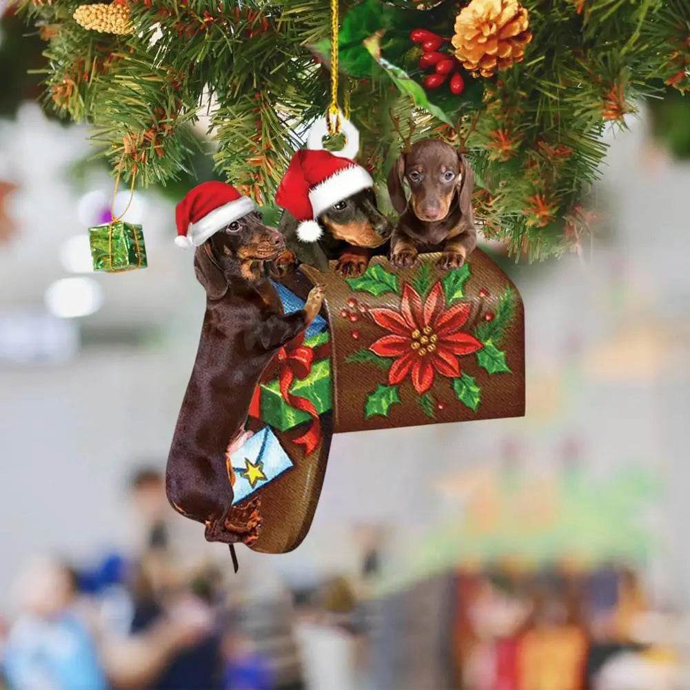 Dachshund Pendant Auto Rearview Mirror Ornament With Lanyard Realistic Shape Christmas Tree Decor Dog Hanging Pendant 개 펜던트 - Montero Milan