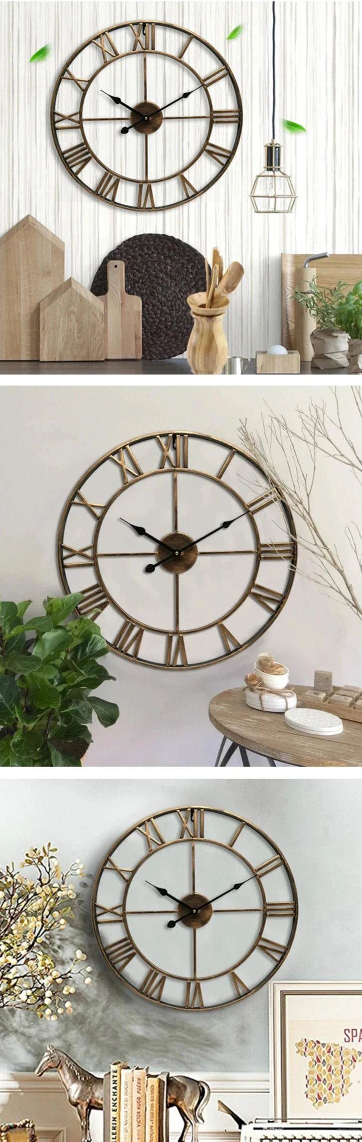 Classic Roman Numeral Metal Wall Clock - Montero Milan
