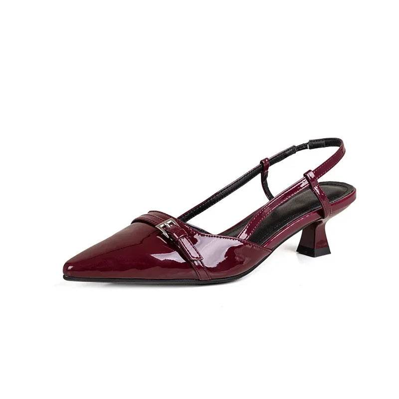 French Point-Toe Patent Slingback Heels - Montero Milan