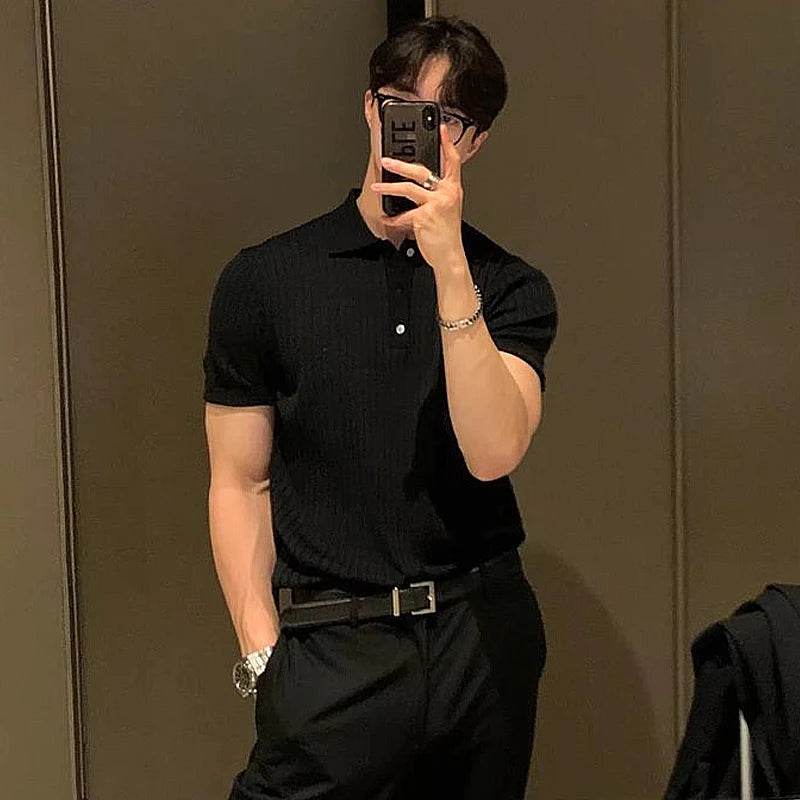 Retro Knit Striped Polo Shirt - Montero Milan