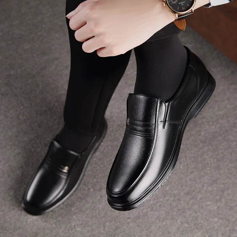 Leather Men Formal Shoes Luxury Brand 2025 Men's Loafers Dress Moccasins Breathable Slip on Black Driving Shoes Plus Size 38-46 - Montero Milan