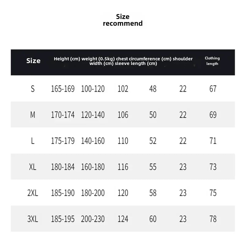 Size chart for heavyweight unisex cotton T-shirts with height, weight, and measurement guides