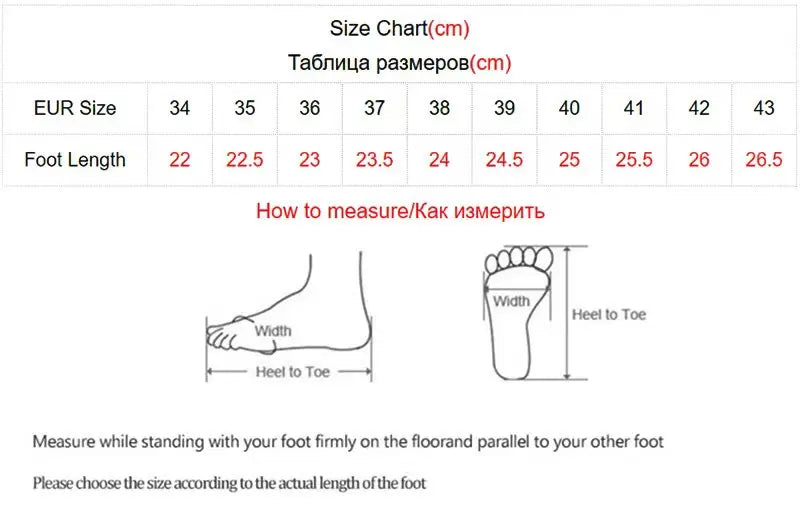 Size chart for women’s pointed-toe slingback heels in cm