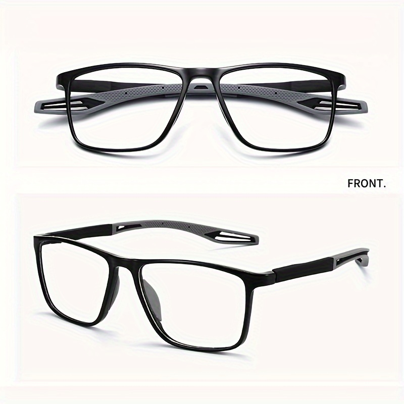 Smoky gray reading glasses with orange ear tips and orange nose pads, side angle