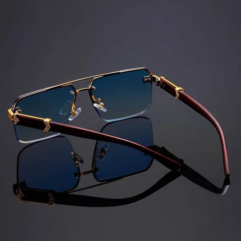 Retro Frameless Gold Temple Sunglasses - Montero Milan