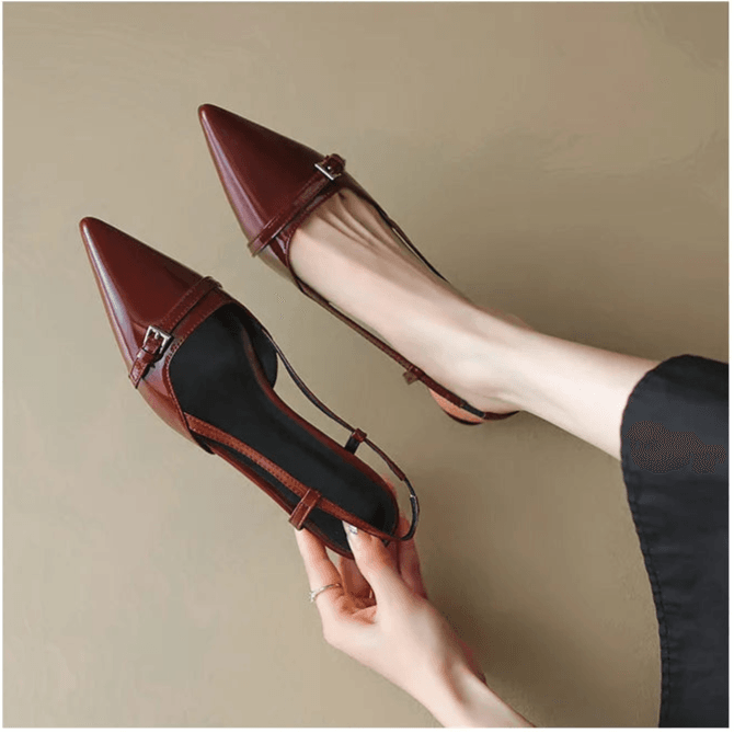 Pointed-Toe Patent Slingback Heels - Montero Milan