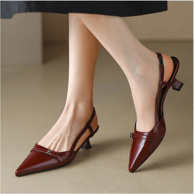 Pointed-Toe Patent Slingback Heels - Montero Milan