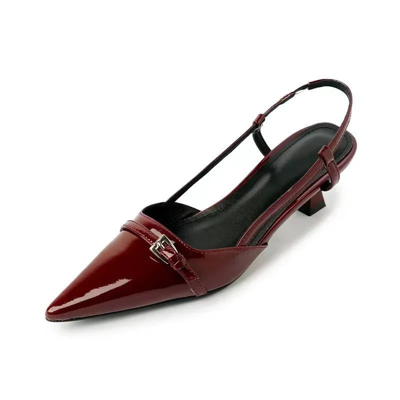 Wine red patent slingback heel with pointed toe, side product image