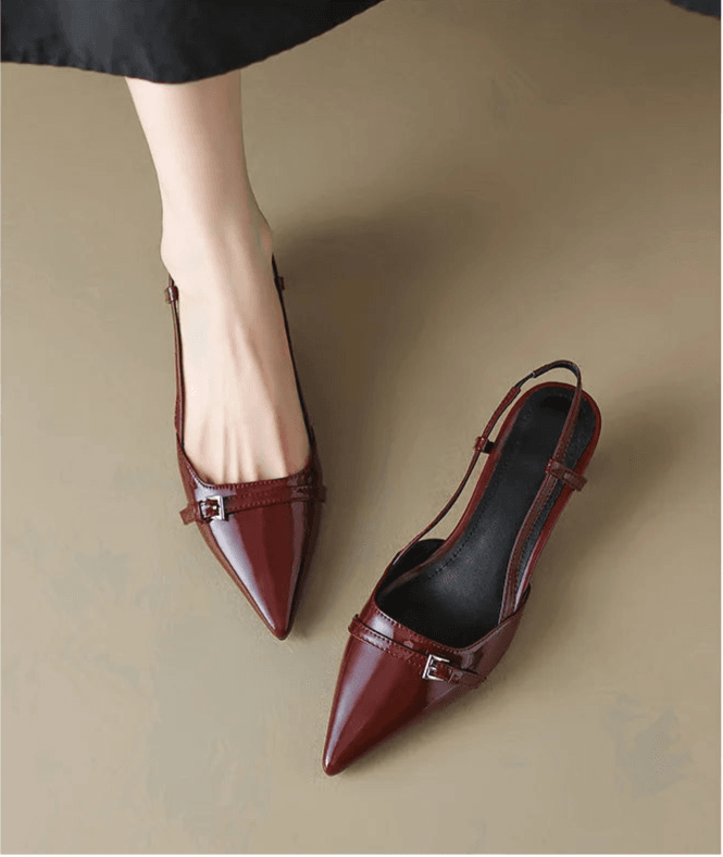 Pointed-Toe Patent Slingback Heels - Montero Milan