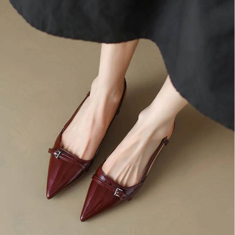 Pointed-Toe Patent Slingback Heels - Montero Milan