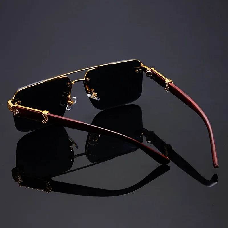 Retro Frameless Gold Temple Sunglasses - Montero Milan