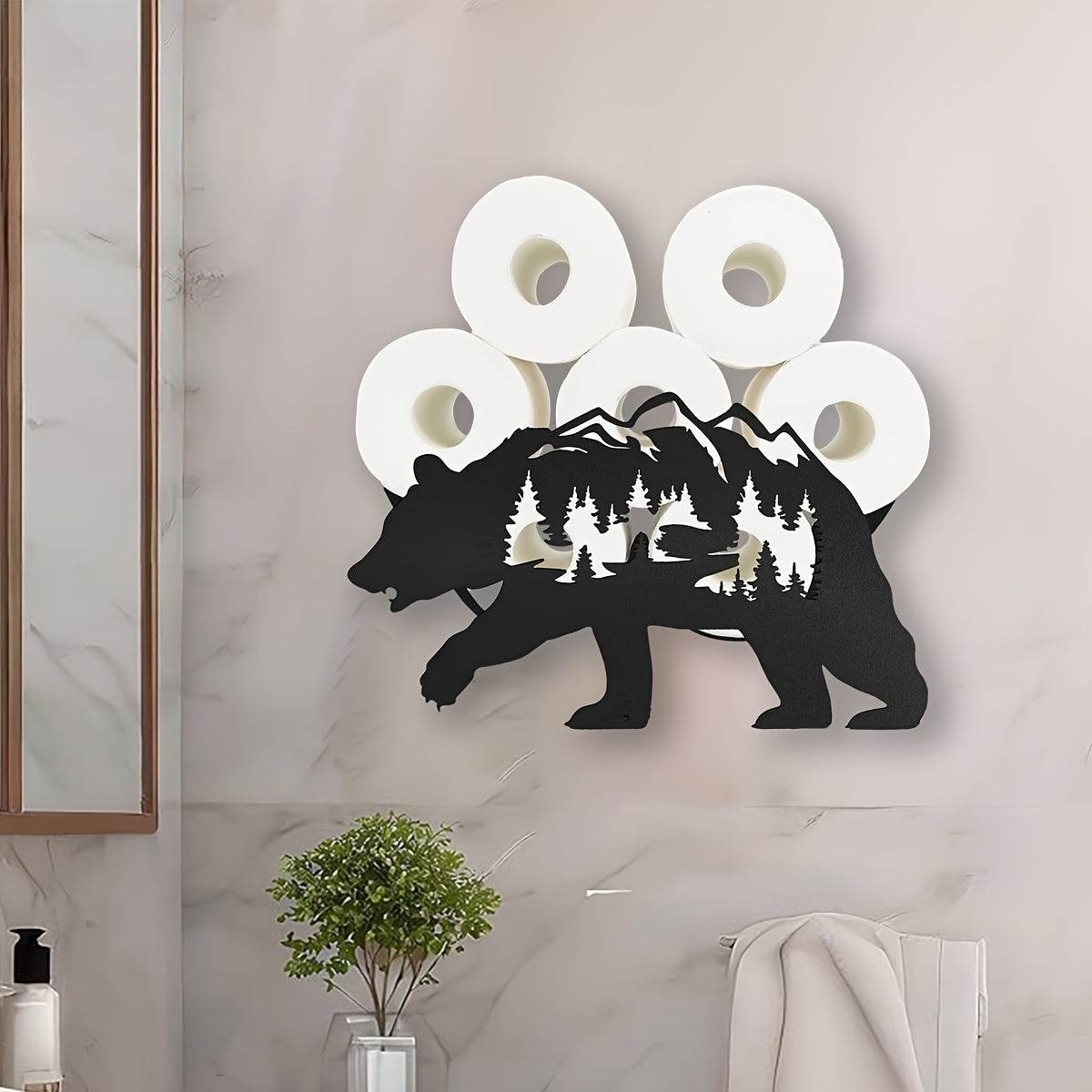 Black Bear Toilet Paper Holder Rack - Montero Milan