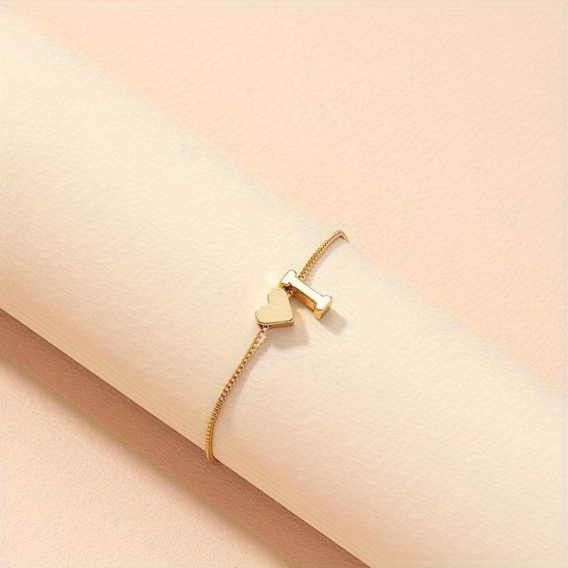 Gold Heart Initial Bracelet - Montero Milan