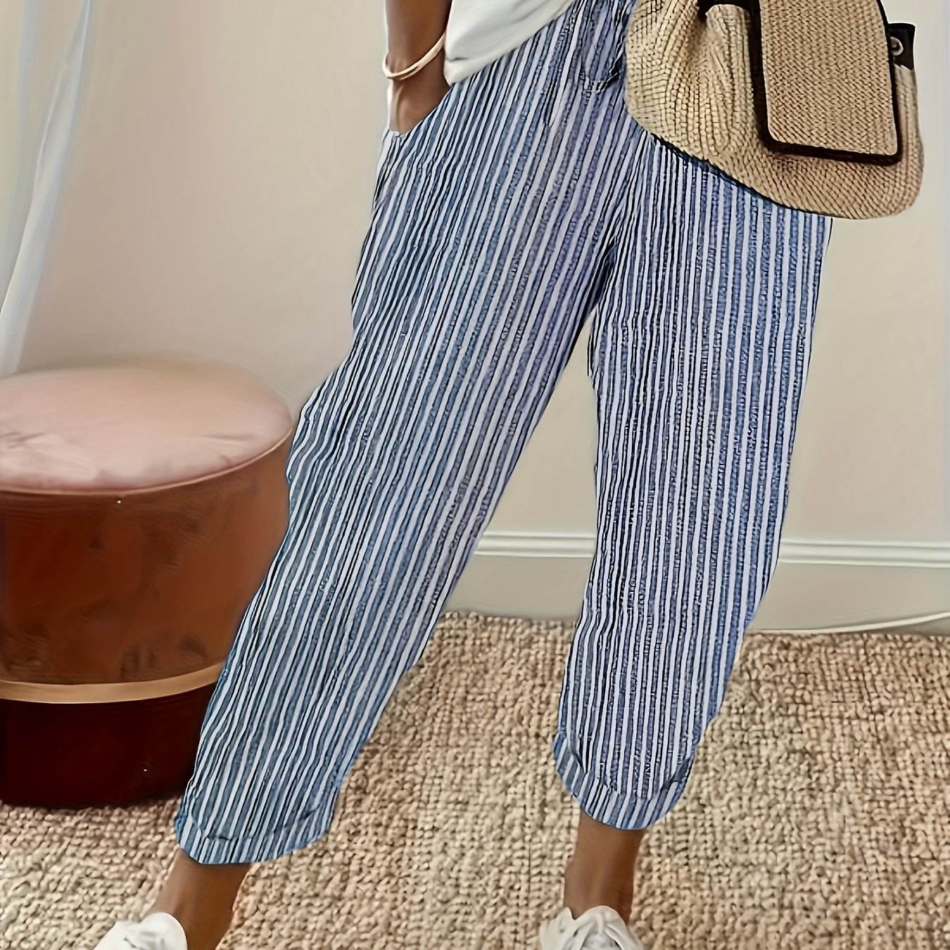 Striped High-Waisted Wide-Leg Pants - Montero Milan