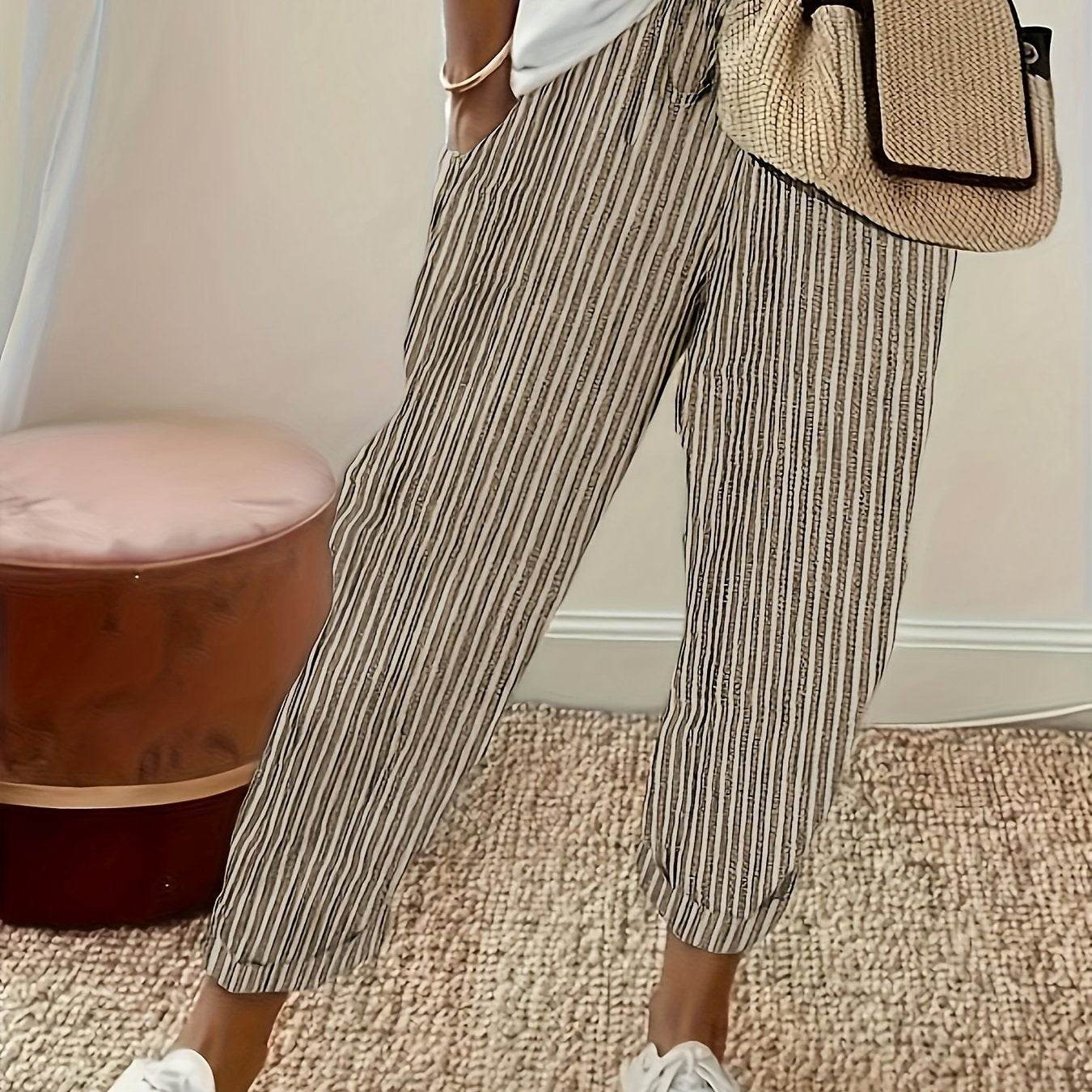 Striped High-Waisted Wide-Leg Pants - Montero Milan
