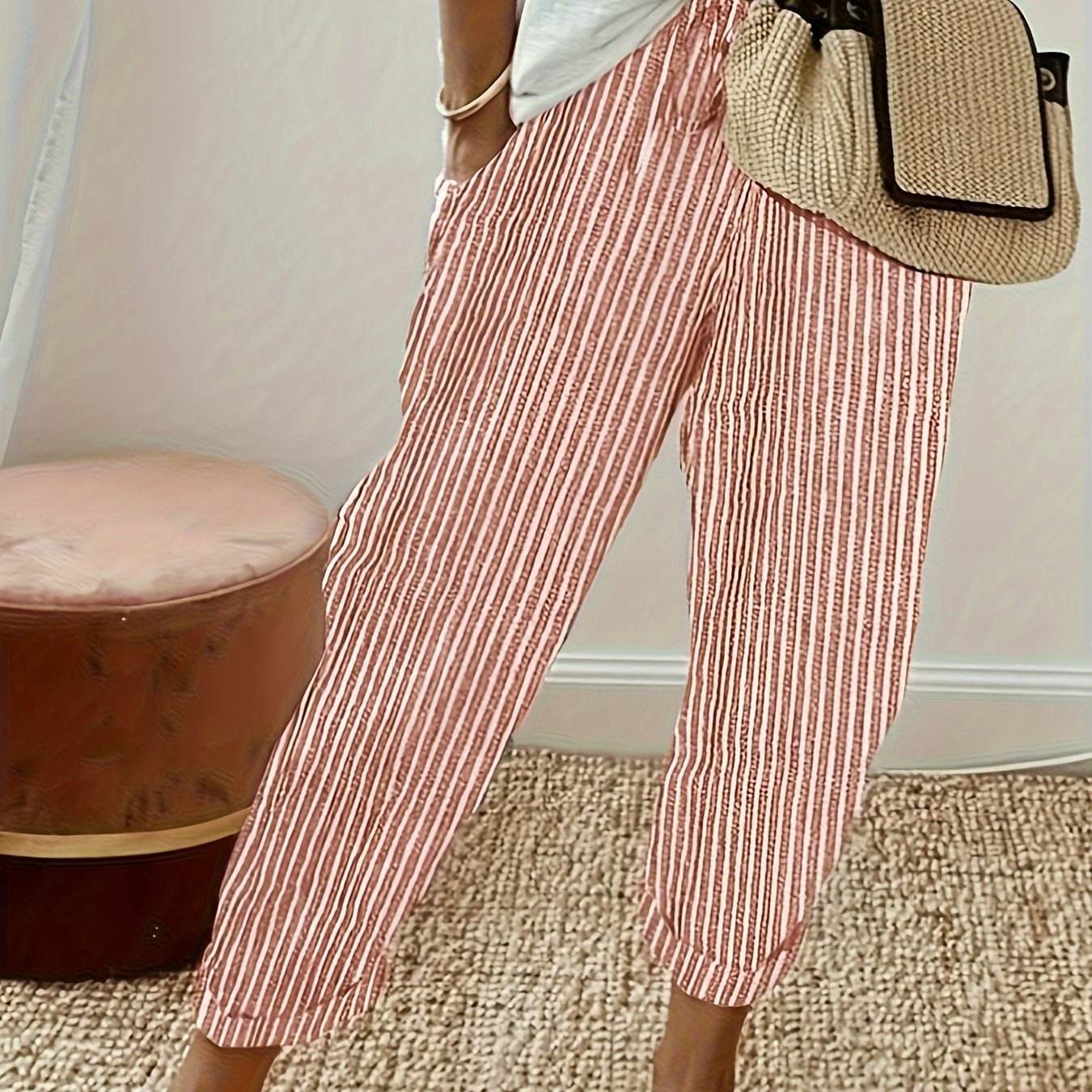 Striped High-Waisted Wide-Leg Pants - Montero Milan